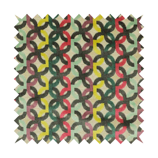 Modern Locked Pattern Cut Velvet Material Multi Coloured Grey Upholstery Fabric JO-1343 - Roman Blinds