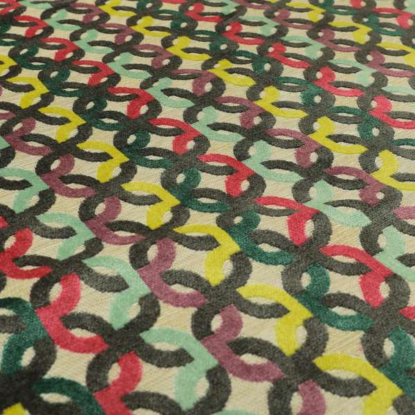 Modern Locked Pattern Cut Velvet Material Multi Coloured Grey Upholstery Fabric JO-1343