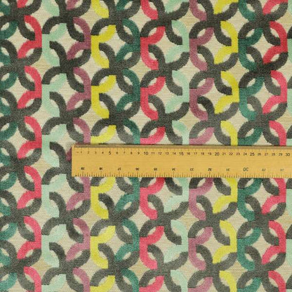 Modern Locked Pattern Cut Velvet Material Multi Coloured Grey Upholstery Fabric JO-1343