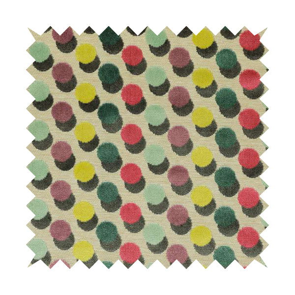 Modern Polka Dotted Pattern Cut Velvet Material Multi Coloured Grey Upholstery Fabric JO-1344 - Roman Blinds