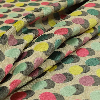 Modern Polka Dotted Pattern Cut Velvet Material Multi Coloured Grey Upholstery Fabric JO-1344