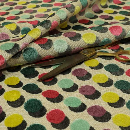 Modern Polka Dotted Pattern Cut Velvet Material Multi Coloured Grey Upholstery Fabric JO-1344 - Handmade Cushions