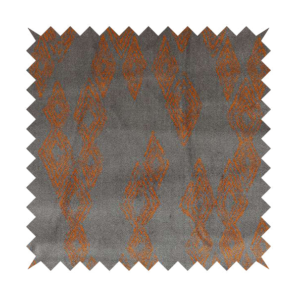 Tribal Symbol Pattern Velvet Purple Violet With Orange Colour Upholstery Fabric JO-1347 - Made To Measure Curtains