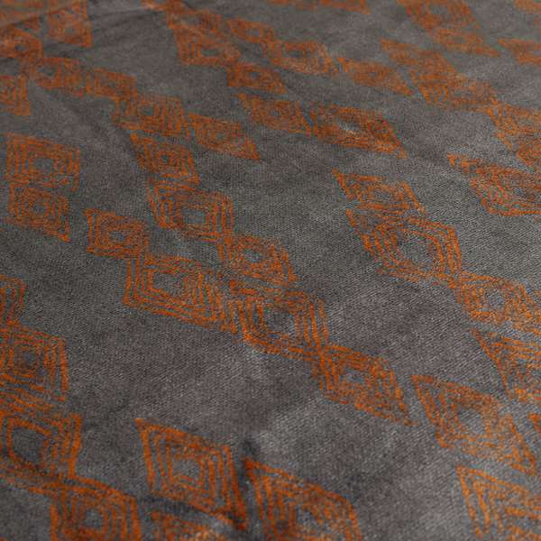 Tribal Symbol Pattern Velvet Purple Violet With Orange Colour Upholstery Fabric JO-1347 - Made To Measure Curtains