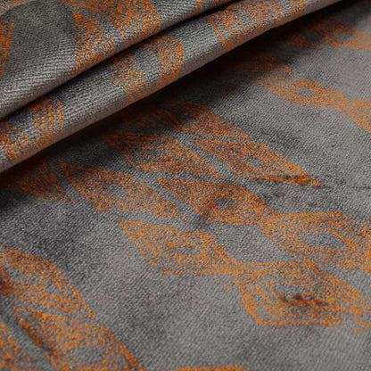 Tribal Symbol Pattern Velvet Purple Violet With Orange Colour Upholstery Fabric JO-1347 - Made To Measure Curtains