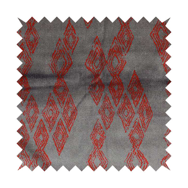 Tribal Symbol Pattern Velvet Purple Violet With Red Colour Upholstery Fabric JO-1348 - Made To Measure Curtains