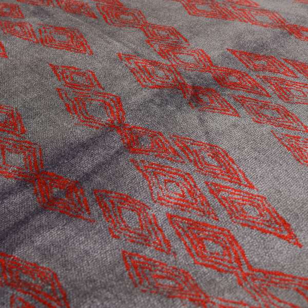 Tribal Symbol Pattern Velvet Purple Violet With Red Colour Upholstery Fabric JO-1348 - Roman Blinds