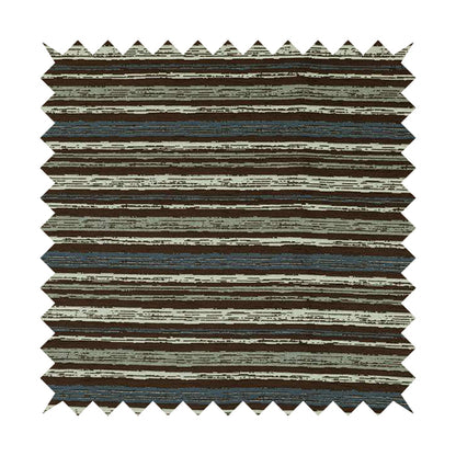 Striped Pattern In Brown Blue Grey Colours Chenille Material Upholstery Fabric JO-1350 - Handmade Cushions