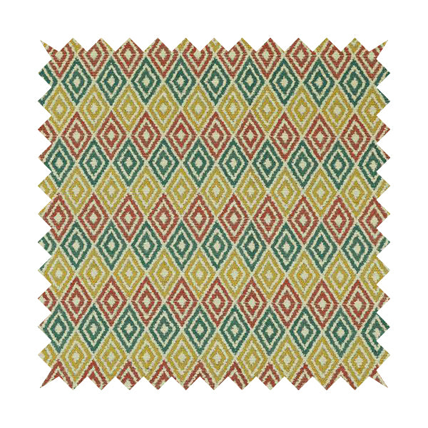 Diamond Geometric Pattern In Blue Pink Yellow Colour Soft Upholstery Fabric JO-1351 - Handmade Cushions