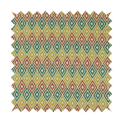 Diamond Geometric Pattern In Blue Pink Yellow Colour Soft Upholstery Fabric JO-1351 - Handmade Cushions