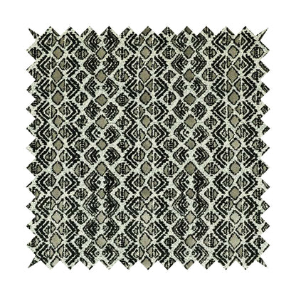 Black Grey Colour Small Geometric Pattern Cut Velvet Material Upholstery Fabric JO-1355 - Roman Blinds