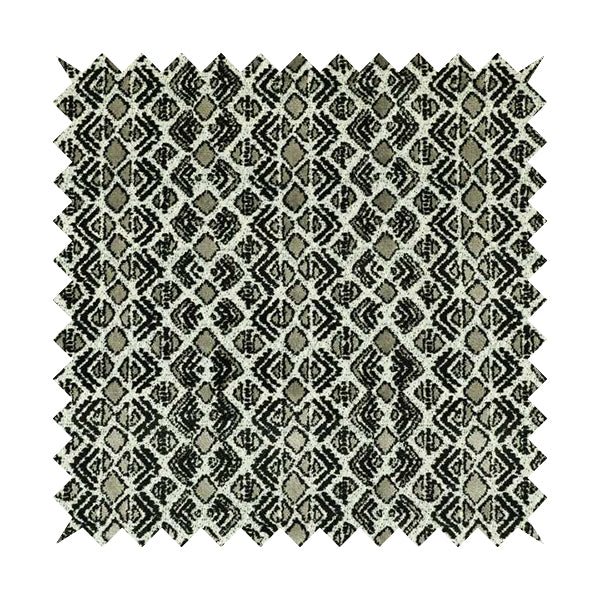 Black Grey Colour Small Geometric Pattern Cut Velvet Material Upholstery Fabric JO-1355 - Made To Measure Curtains