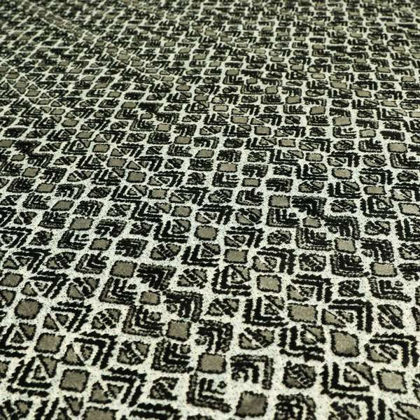 Black Grey Colour Small Geometric Pattern Cut Velvet Material Upholstery Fabric JO-1355 - Made To Measure Curtains