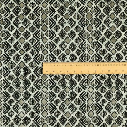 Black Grey Colour Small Geometric Pattern Cut Velvet Material Upholstery Fabric JO-1355 - Made To Measure Curtains