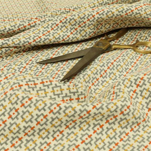 Beige Grey Coloured Small Uniformed Geometric Pattern Upholstery Fabric JO-1357 - Made To Measure Curtains