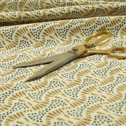 Blue Yellow Cream Balanced Geometric Pattern Soft Chenille Upholstery Fabric JO-136 - Made To Measure Curtains