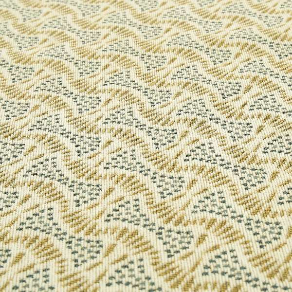 Blue Yellow Cream Balanced Geometric Pattern Soft Chenille Upholstery Fabric JO-136 - Made To Measure Curtains