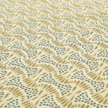 Blue Yellow Cream Balanced Geometric Pattern Soft Chenille Upholstery Fabric JO-136 - Made To Measure Curtains