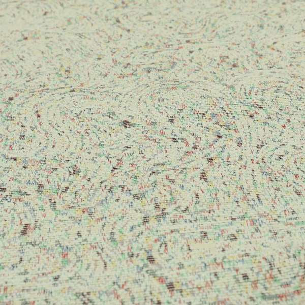 Abstract Pattern In White With Multi Coloured Background Chenille Upholstery Furnishing Fabric JO-1365