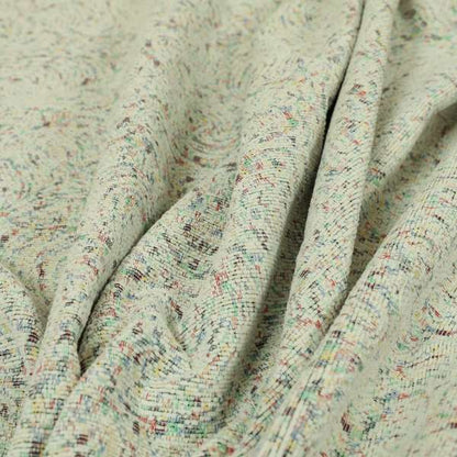 Abstract Pattern In White With Multi Coloured Background Chenille Upholstery Furnishing Fabric JO-1365 - Roman Blinds
