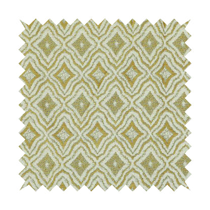 Geometrical Theme Pattern Yellow White Coloured Soft Chenille Textured Upholstery Fabric JO-1366 - Made To Measure Curtains