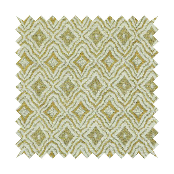 Geometrical Theme Pattern Yellow White Coloured Soft Chenille Textured Upholstery Fabric JO-1366 - Handmade Cushions