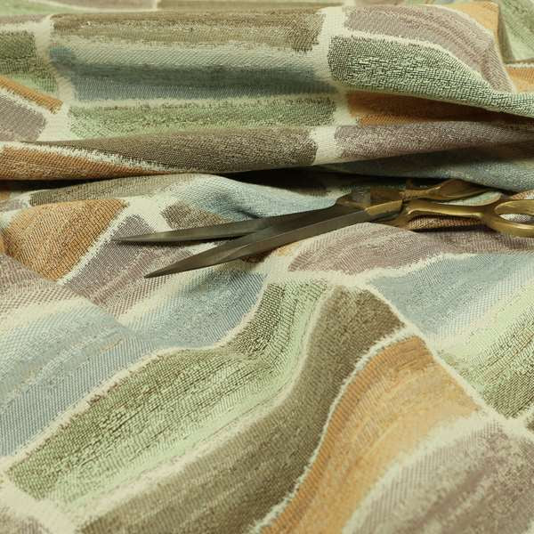 Air Brushed Strokes Geometric Pastel Coloured Chenille Material Upholstery Fabric JO-1369 - Made To Measure Curtains