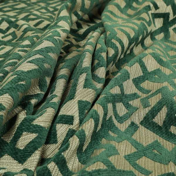 Green Raised Chenille Silver Background Soft Textured Chenille Material Upholstery Fabric JO-1371 - Roman Blinds