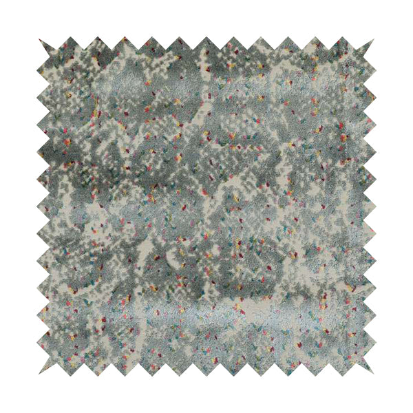 Abstract Art Style Silver Grey Pattern Quality Velvet Pile With Multicoloured Cut Velvet Upholstery Fabric JO-1374 - Roman Blinds