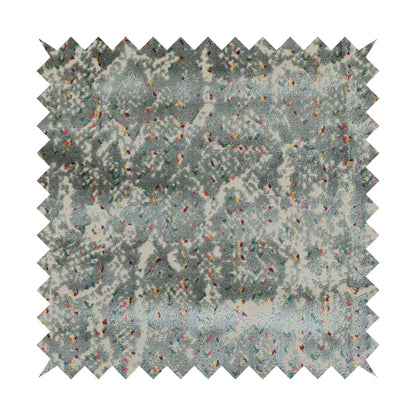 Abstract Art Style Silver Grey Pattern Quality Velvet Pile With Multicoloured Cut Velvet Upholstery Fabric JO-1374