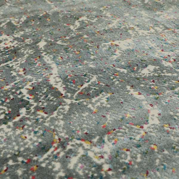 Abstract Art Style Silver Grey Pattern Quality Velvet Pile With Multicoloured Cut Velvet Upholstery Fabric JO-1374