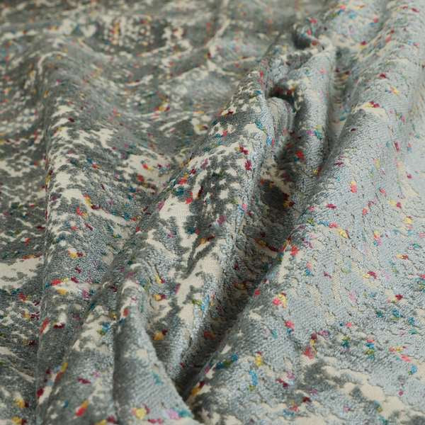 Abstract Art Style Silver Grey Pattern Quality Velvet Pile With Multicoloured Cut Velvet Upholstery Fabric JO-1374 - Handmade Cushions