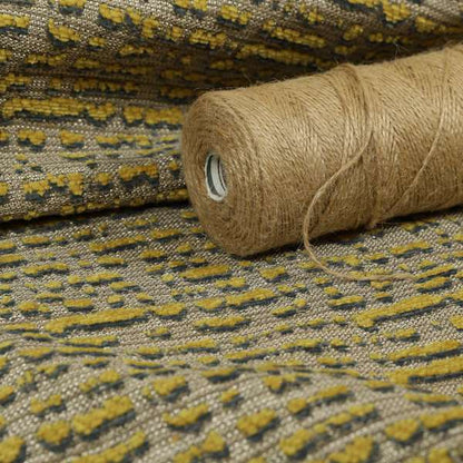 Abstract Style Pattern Yellow Grey Silver Colour Raised Textured Chenille Upholstery Fabric JO-1375 - Made To Measure Curtains