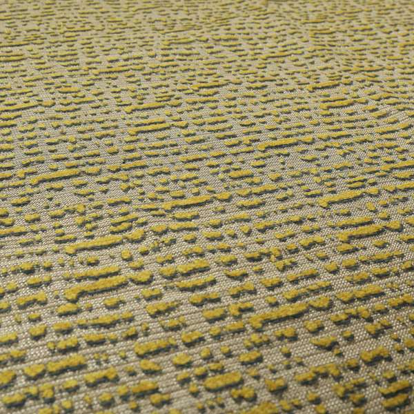 Abstract Style Pattern Yellow Grey Silver Colour Raised Textured Chenille Upholstery Fabric JO-1375