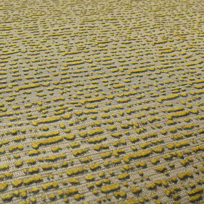 Abstract Style Pattern Yellow Grey Silver Colour Raised Textured Chenille Upholstery Fabric JO-1375