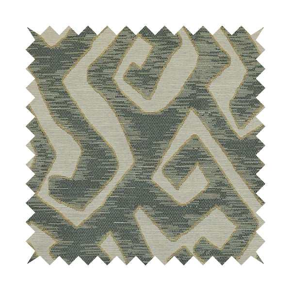 Large Abstract Style Pattern Beige Grey Colour Chenille Upholstery Fabric JO-1376 - Roman Blinds
