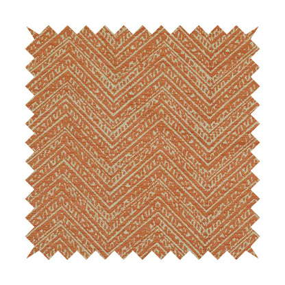 Orange Coloured Symmetrical Chevron Pattern Furnishing Upholstery Fabric JO-1377