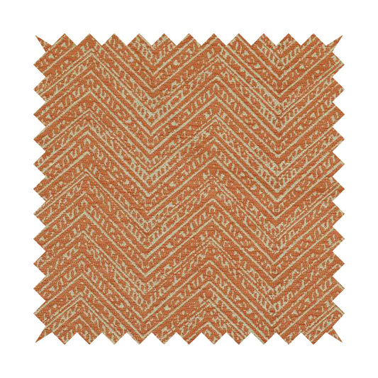 Orange Coloured Symmetrical Chevron Pattern Furnishing Upholstery Fabric JO-1377