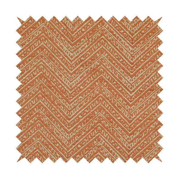 Orange Coloured Symmetrical Chevron Pattern Furnishing Upholstery Fabric JO-1377 - Handmade Cushions