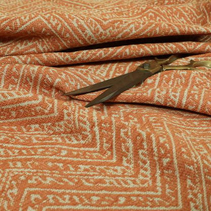 Orange Coloured Symmetrical Chevron Pattern Furnishing Upholstery Fabric JO-1377