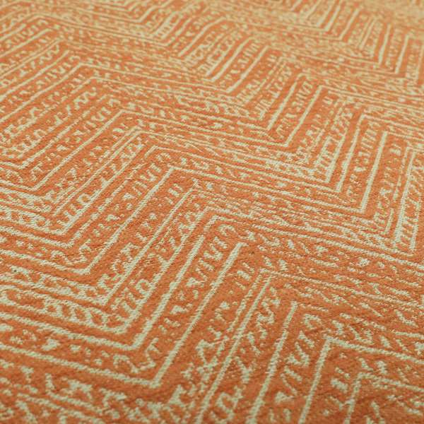 Orange Coloured Symmetrical Chevron Pattern Furnishing Upholstery Fabric JO-1377 - Made To Measure Curtains