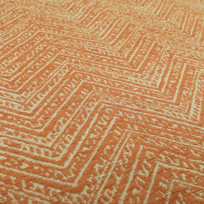 Orange Coloured Symmetrical Chevron Pattern Furnishing Upholstery Fabric JO-1377