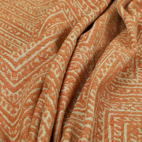 Orange Coloured Symmetrical Chevron Pattern Furnishing Upholstery Fabric JO-1377 - Made To Measure Curtains