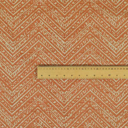 Orange Coloured Symmetrical Chevron Pattern Furnishing Upholstery Fabric JO-1377 - Made To Measure Curtains