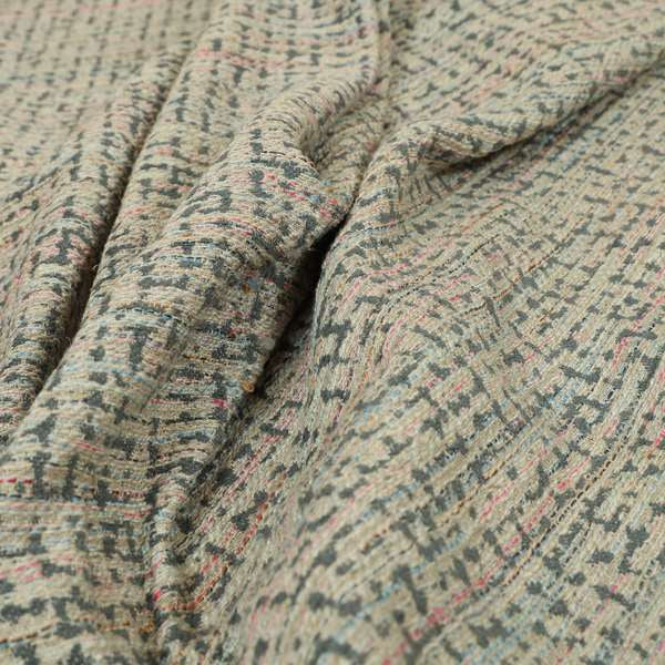 Abstract Pattern In Grey Coloured Chenille Upholstery Furnishing Fabric JO-1378