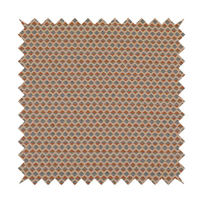 Small Geometric Pattern Beige Blue Orange Coloured Chenille Upholstery Fabric JO-1379 - Made To Measure Curtains