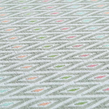 Uzbek Decorative Multi Coloured Diamond Design White Pink Green Peach Colour Soft Chenille Interior Fabric JO-138