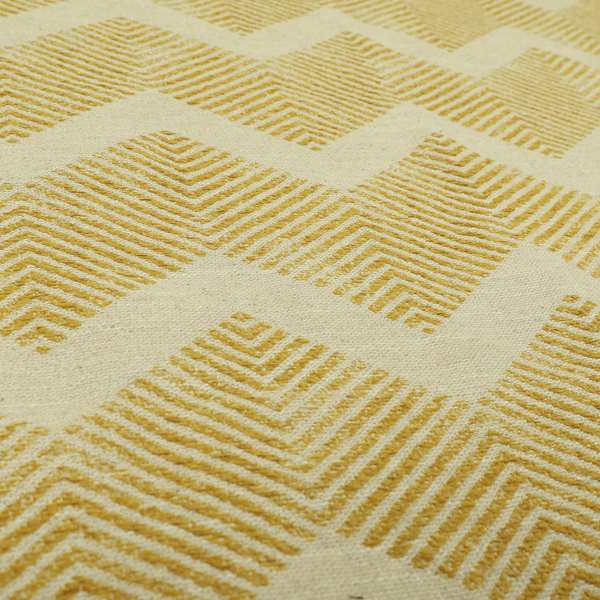 Yellow Coloured Symmetrical Chevron Pattern Furnishing Upholstery Fabric JO-1380 - Roman Blinds