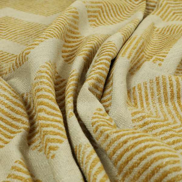 Yellow Coloured Symmetrical Chevron Pattern Furnishing Upholstery Fabric JO-1380 - Made To Measure Curtains