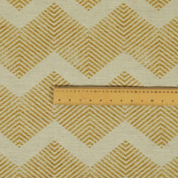 Yellow Coloured Symmetrical Chevron Pattern Furnishing Upholstery Fabric JO-1380 - Roman Blinds